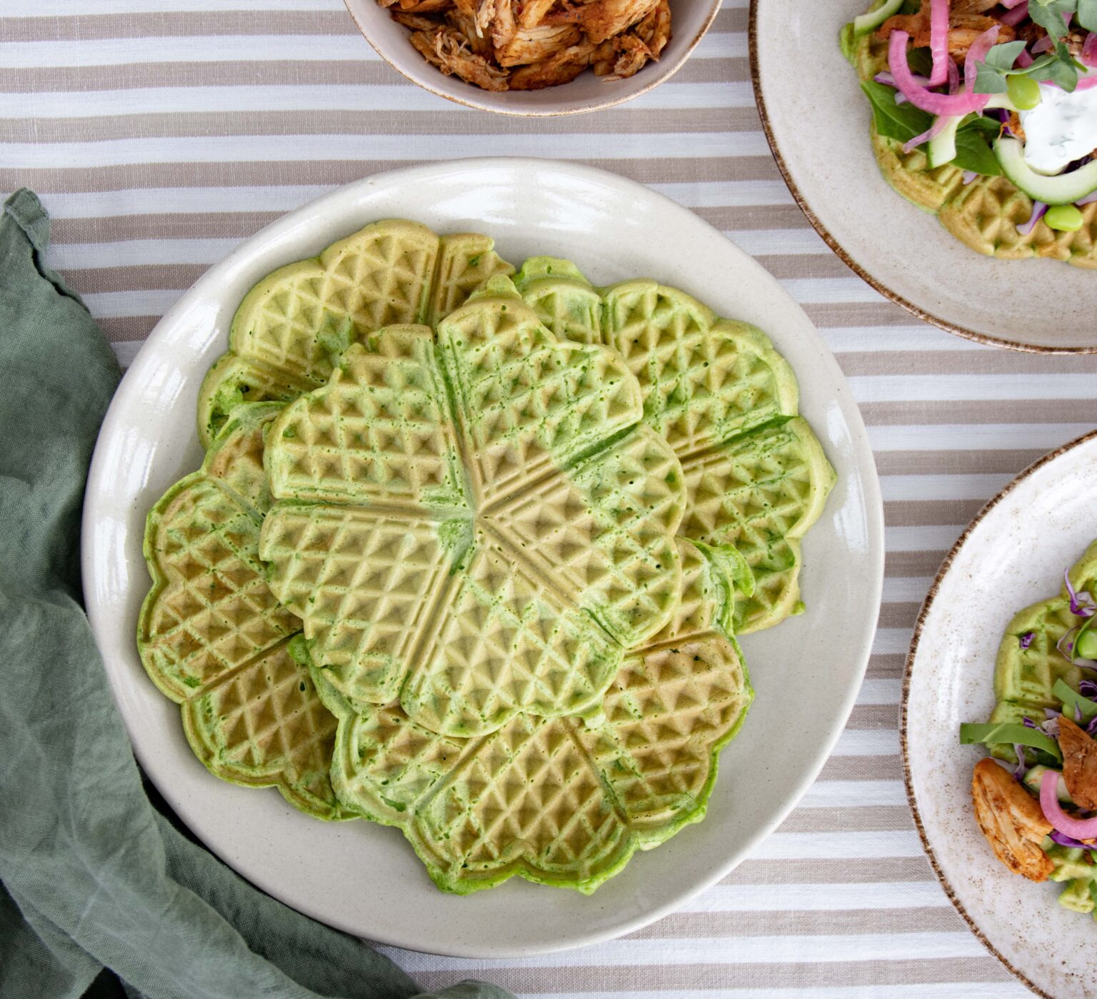 Spinatvafler med fyld