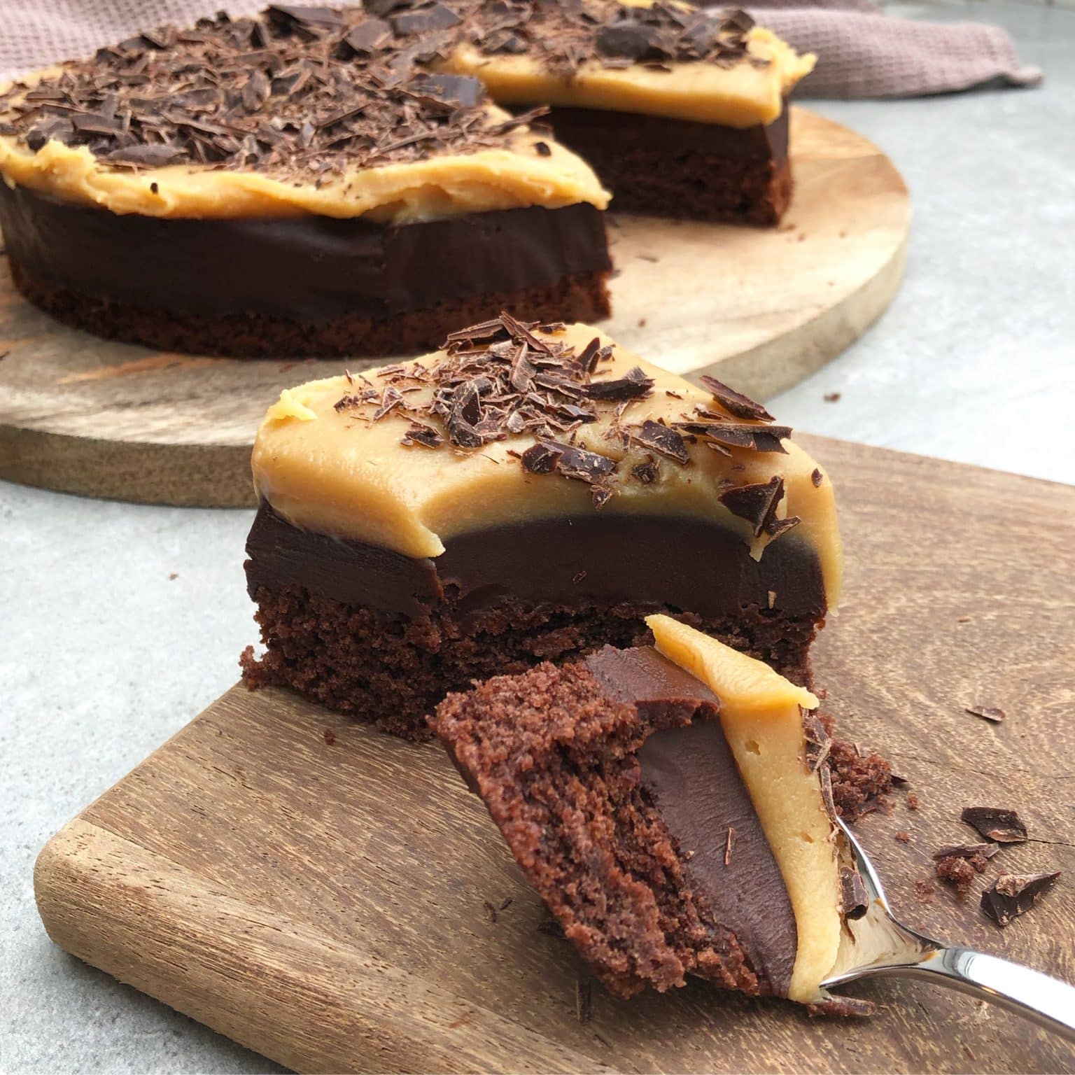 chokoladekage med trøffel og karamel