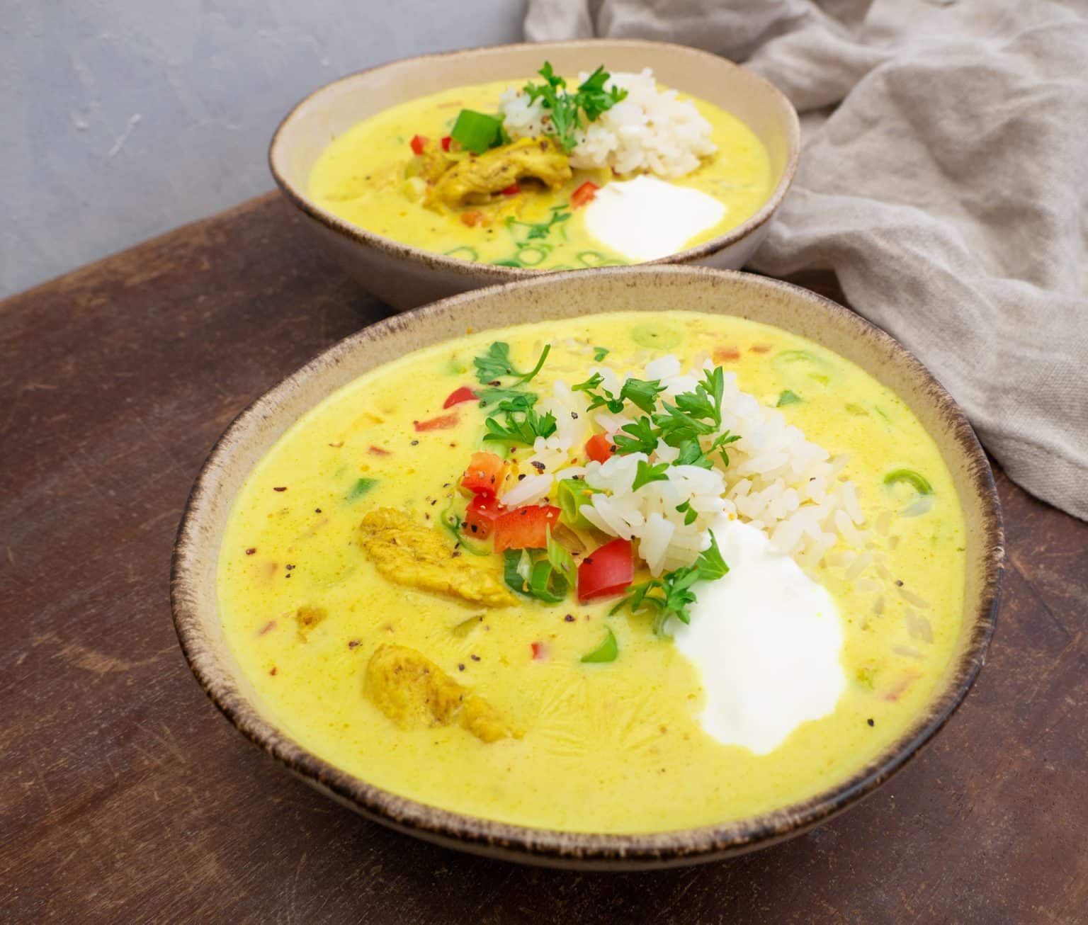 Opskrift på karrysuppe med kylling og ris