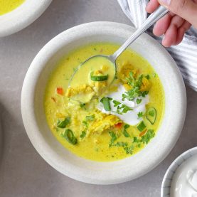 Karrysuppe med kylling og ris