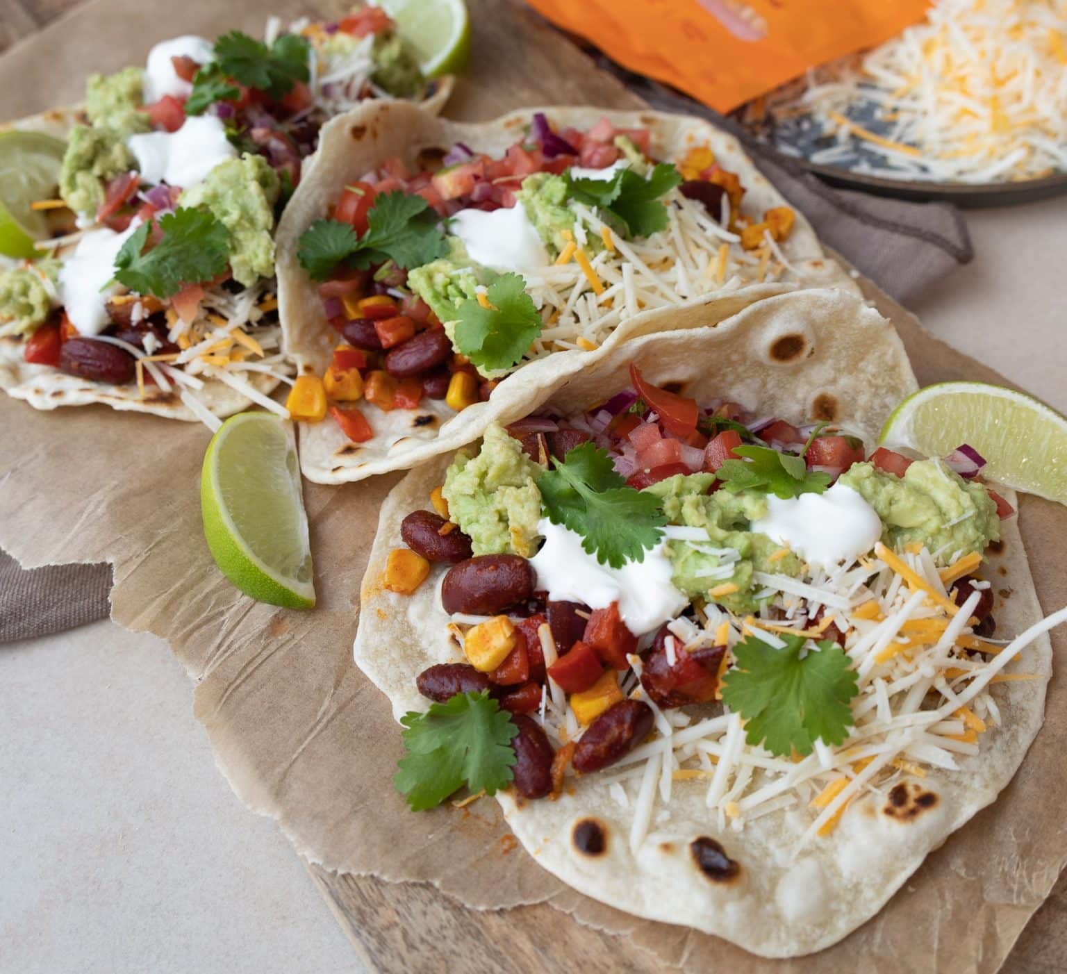 Vegetar tortillas med fyld