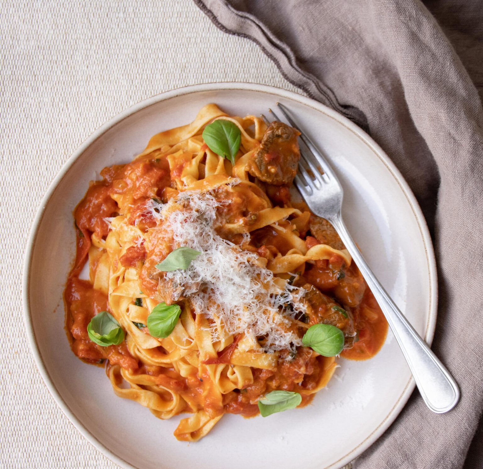Pasta med oksemørbrad
