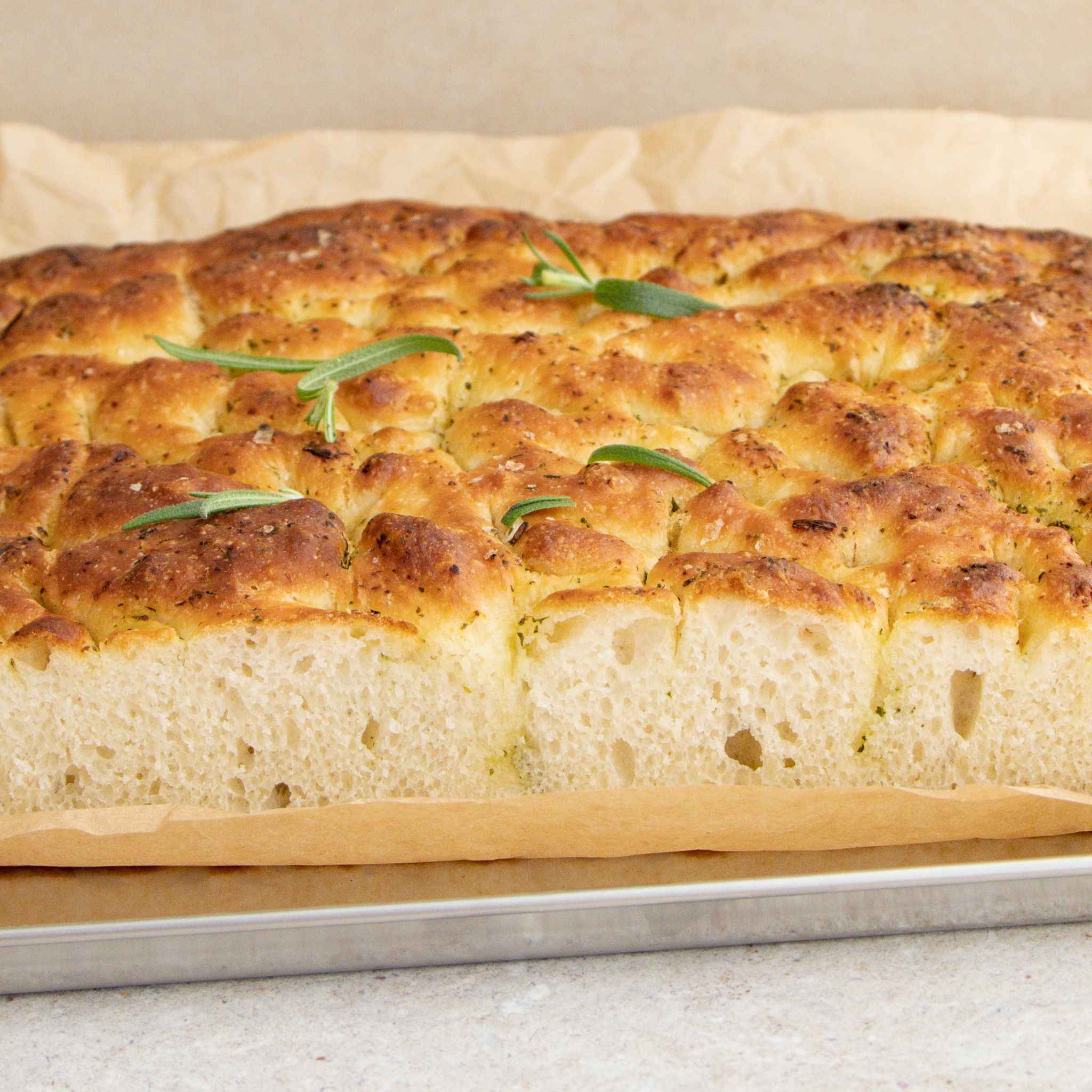 Koldhævet foccacia