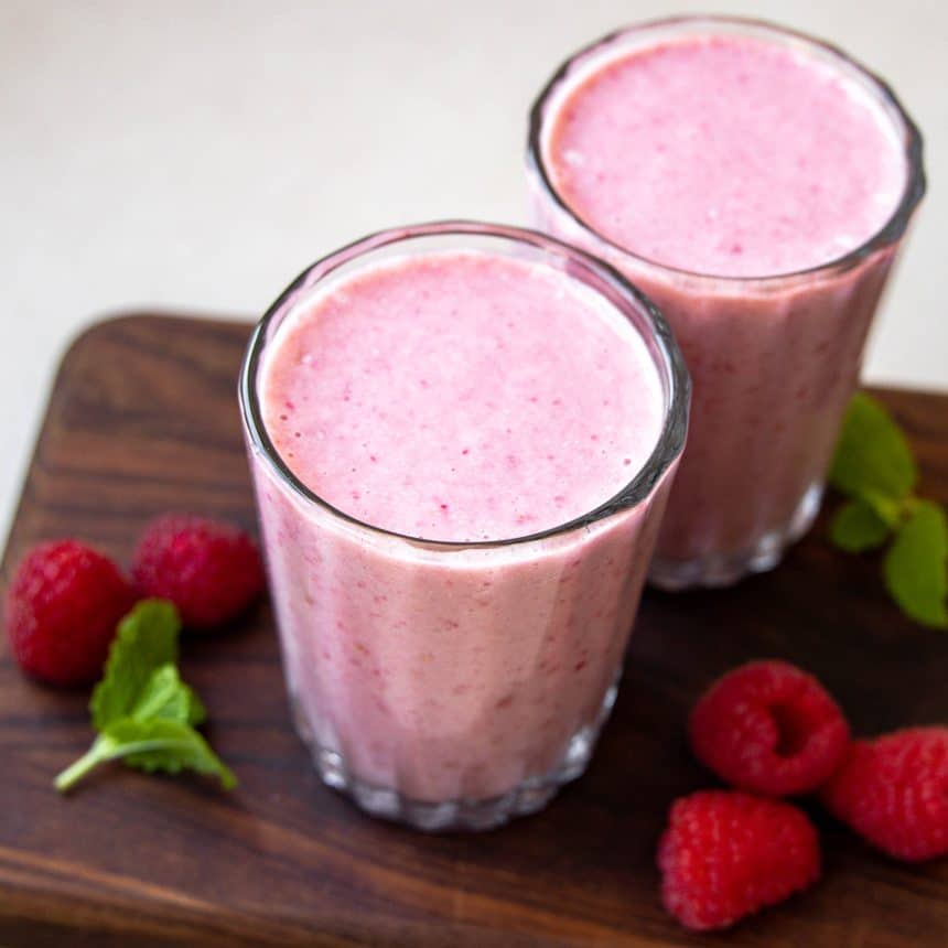 Protein smoothie med hindbær