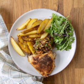 Kyllingeoverlår med citron og kartofler