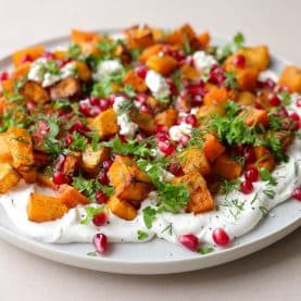 Fetacreme med bagte søde kartofler