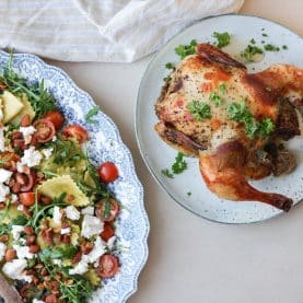 Hel kylling med raviolisalat